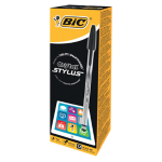 BIC Cristal Stylus - Penna a sfera - nero - 1 mm - medio (pacchetto di 12)